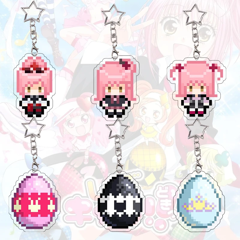 Pixel Shugo Chara Acrylic Keychain Guardian Egg Amulet Heart Spade Diamond Kawaii Exquisite Keyring Bag Pendant Student Gift