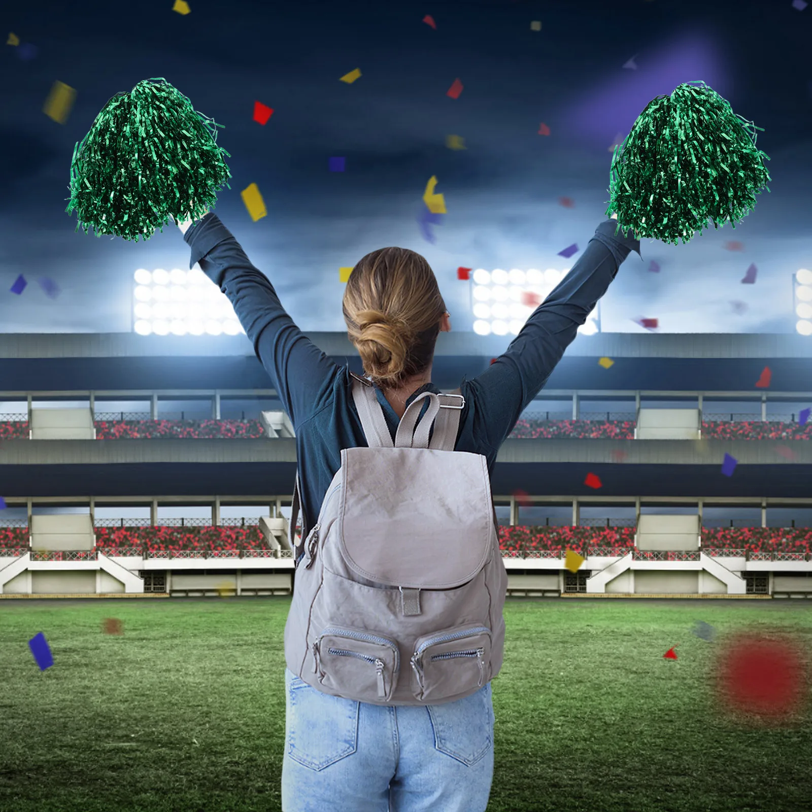 

4pcs Cheer Pom Poms For Cheerleading Pvc Metallic Small Pom Poms Lightweight Kids Girls Team Sports Party Decorations School