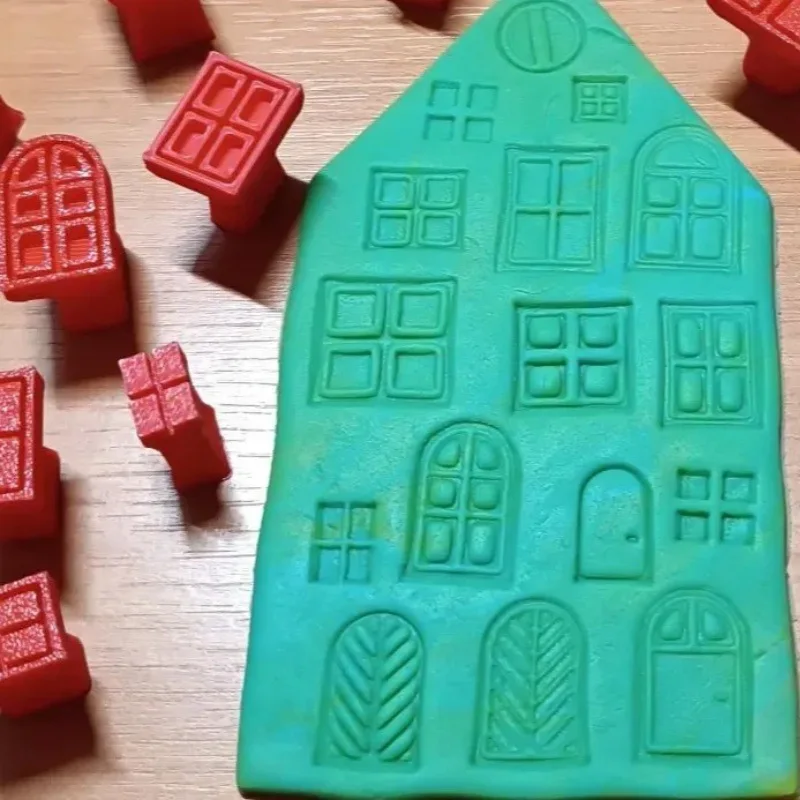 25Pcs/set Plastic Clay Stamp Molding Kit, Window Pattern DIY Stamps for Polymer Clay Wax Resin Pottery Crafts