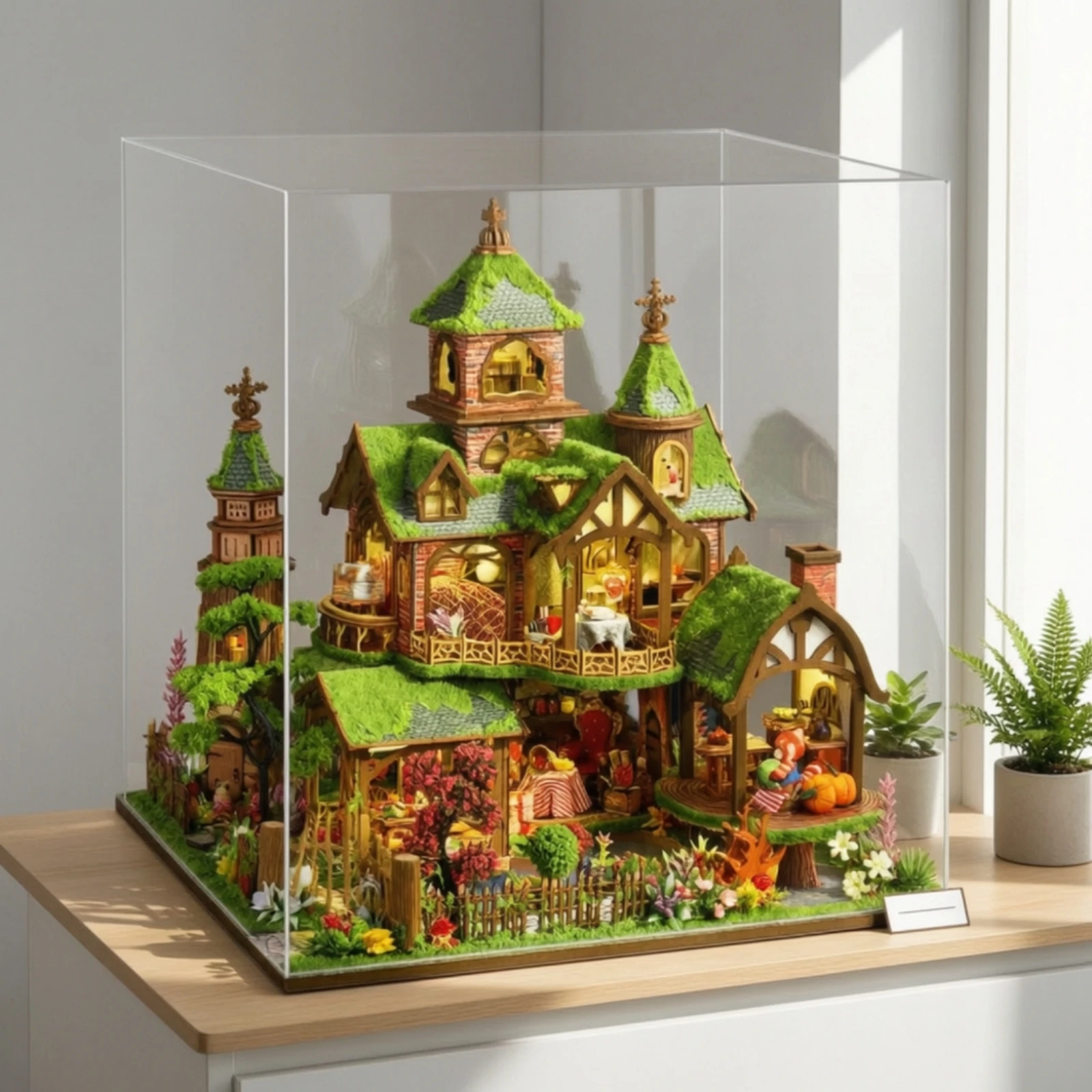 DIY Miniature House Kit 3D Miniature House with Dust Cover DIY Book Nook Decorative Book Nook with Dust Cover Long-Lasting