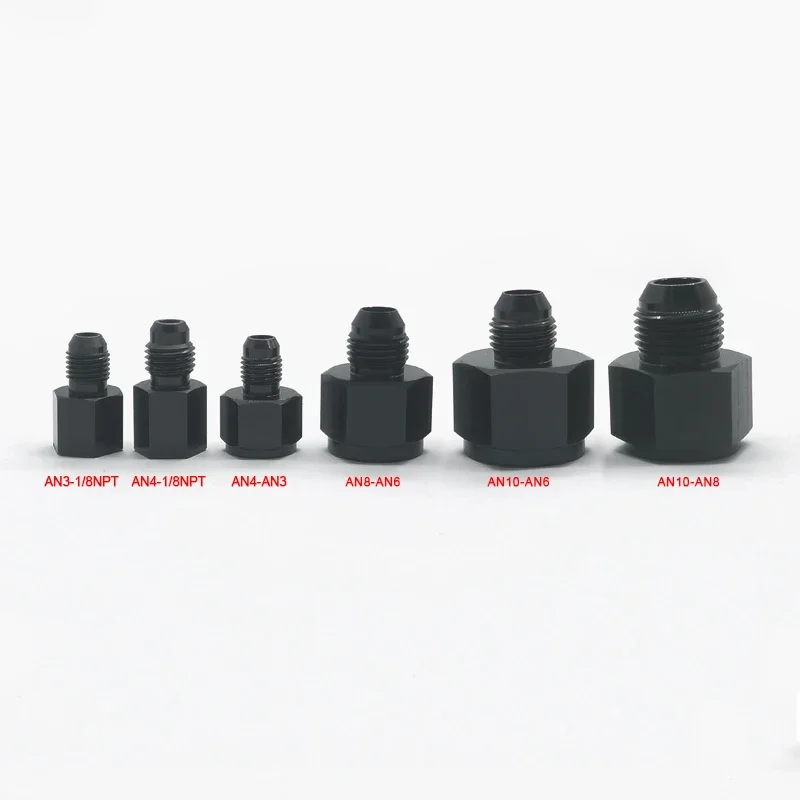 

Jiax Black Aluminum AN4 AN8 AN6 1/8NPT Female to AN3 AN6 AN8 AN10 Male Flare Adapter Fitting Reducer for Automotive