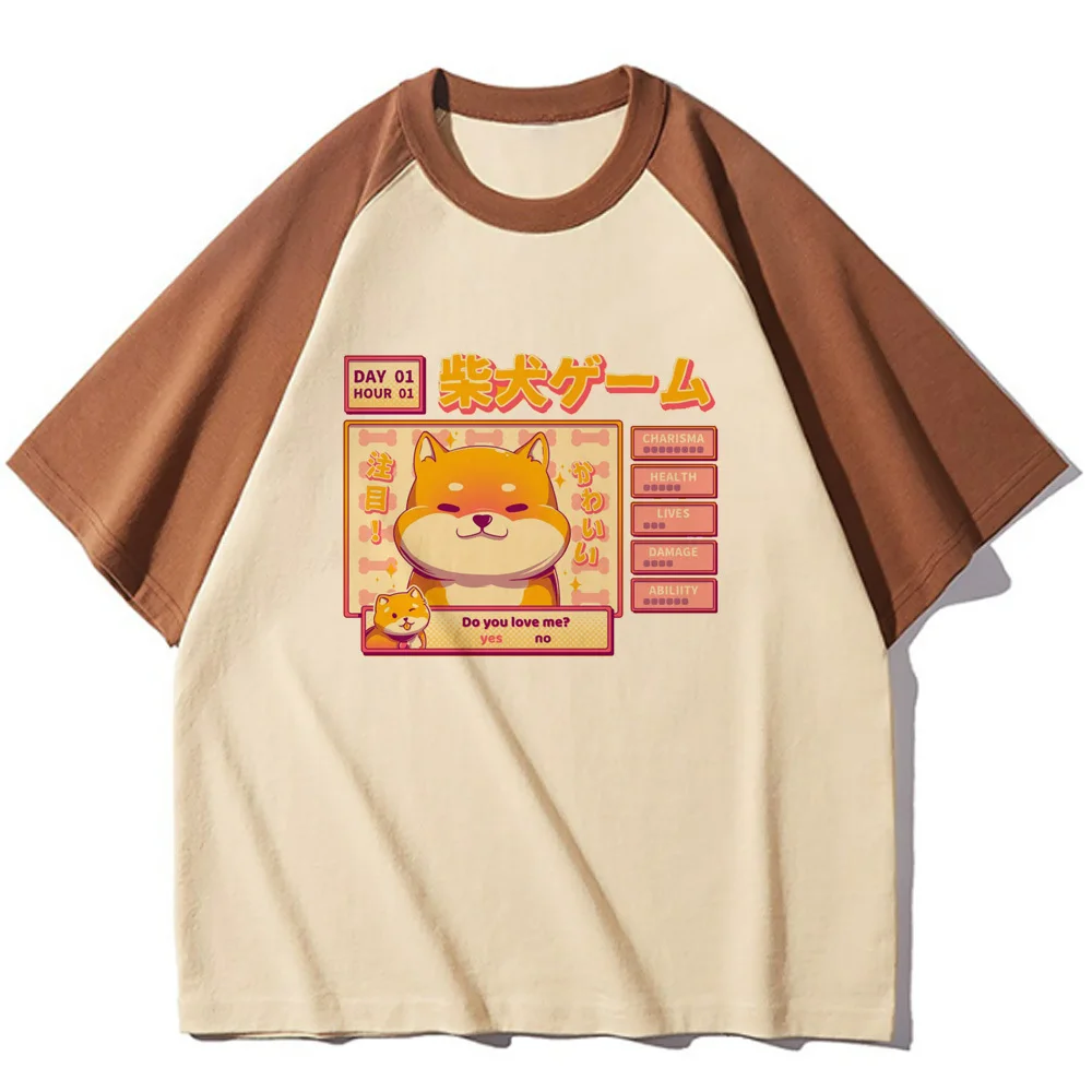 Shiba Inu top tees adolescente 2000s Y2k cómoda Grunge Digital 80s camisa mujer moda harajuku Grunge kawaii Digital