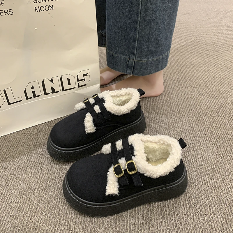 جولة تو سميكة القاع فروي حذاء كاجوال النساء 2026 شتاء دافئ أفخم الثلوج الأحذية مع منصة دلو معدني الجلد المدبوغ حذاء من الجلد #2