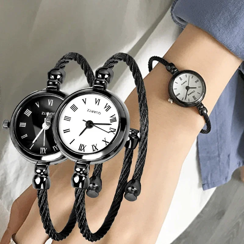 Moda femminile squisita Roma orologi retrò eleganti da donna piccoli orologi da polso Vintage in acciaio inossidabile orologio da donna