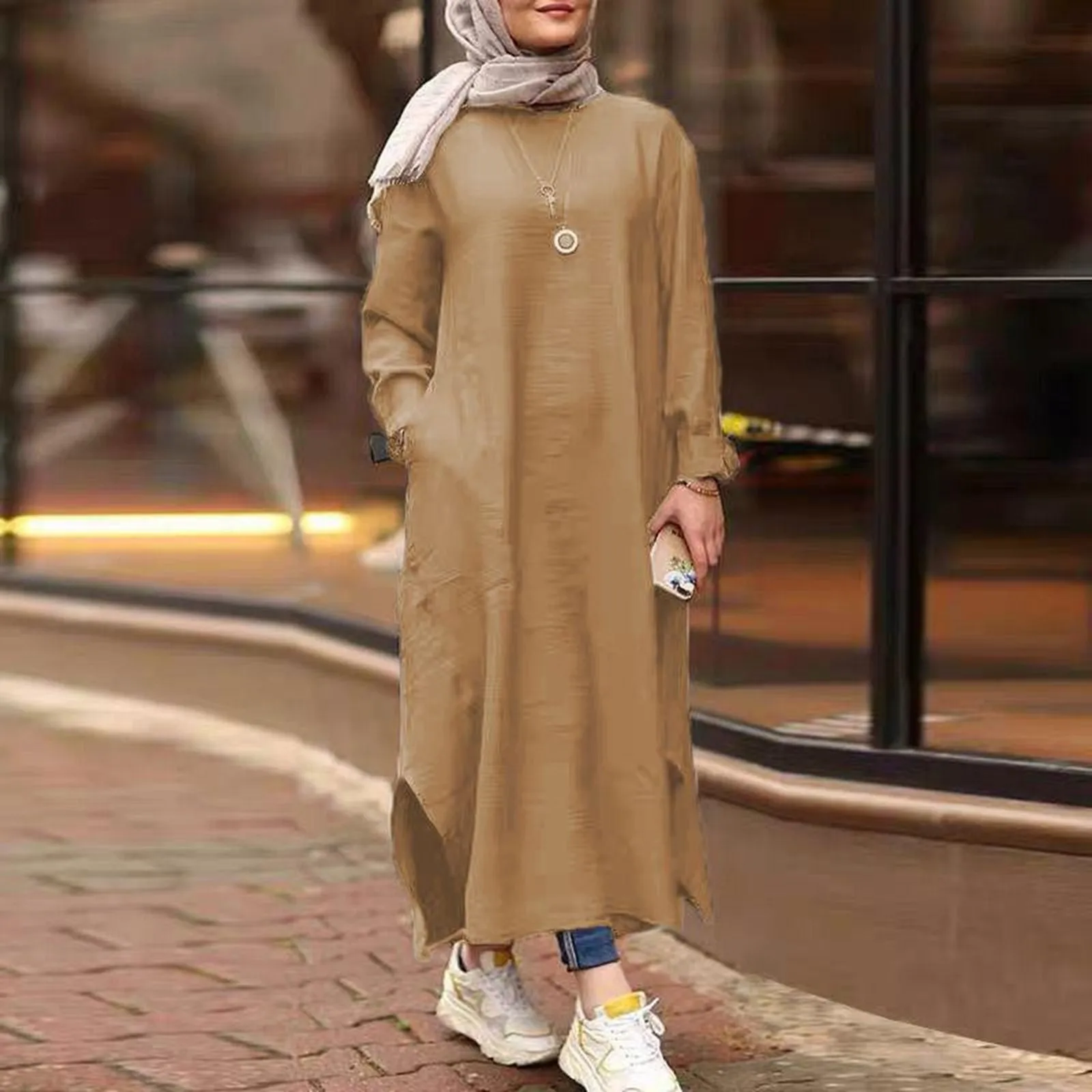 Abaya abito donna musulmana stile dolce maniche lunghe Dubai turchia abbigliamento modesto abito islamico abiti eleganti Ramadan Eid