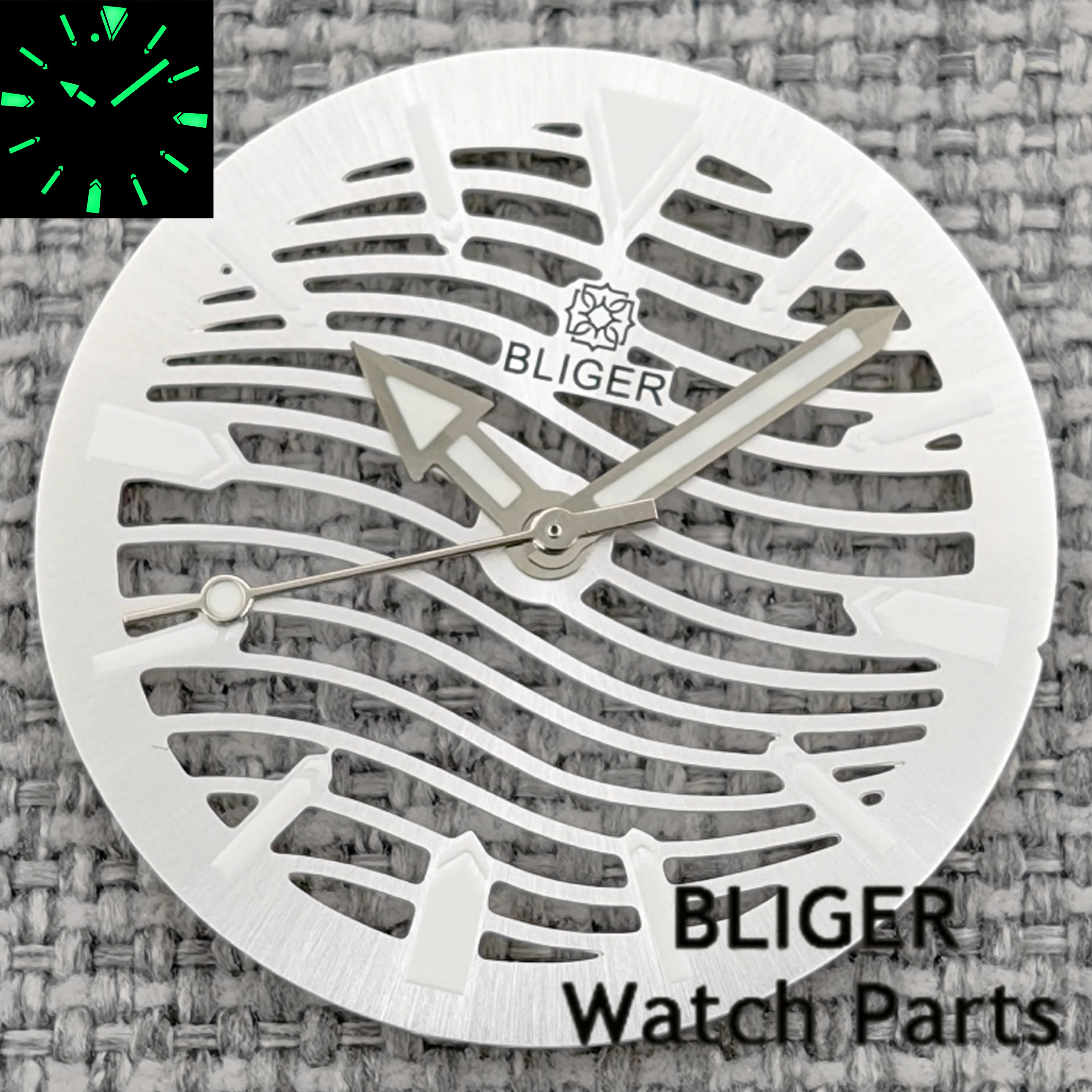 BLIGER New 2025 Men Hollow-out Watch Dial And Skeleton Hands Fit 29mm Silver Dial C3 Green Luminous Fit NH70 NH72