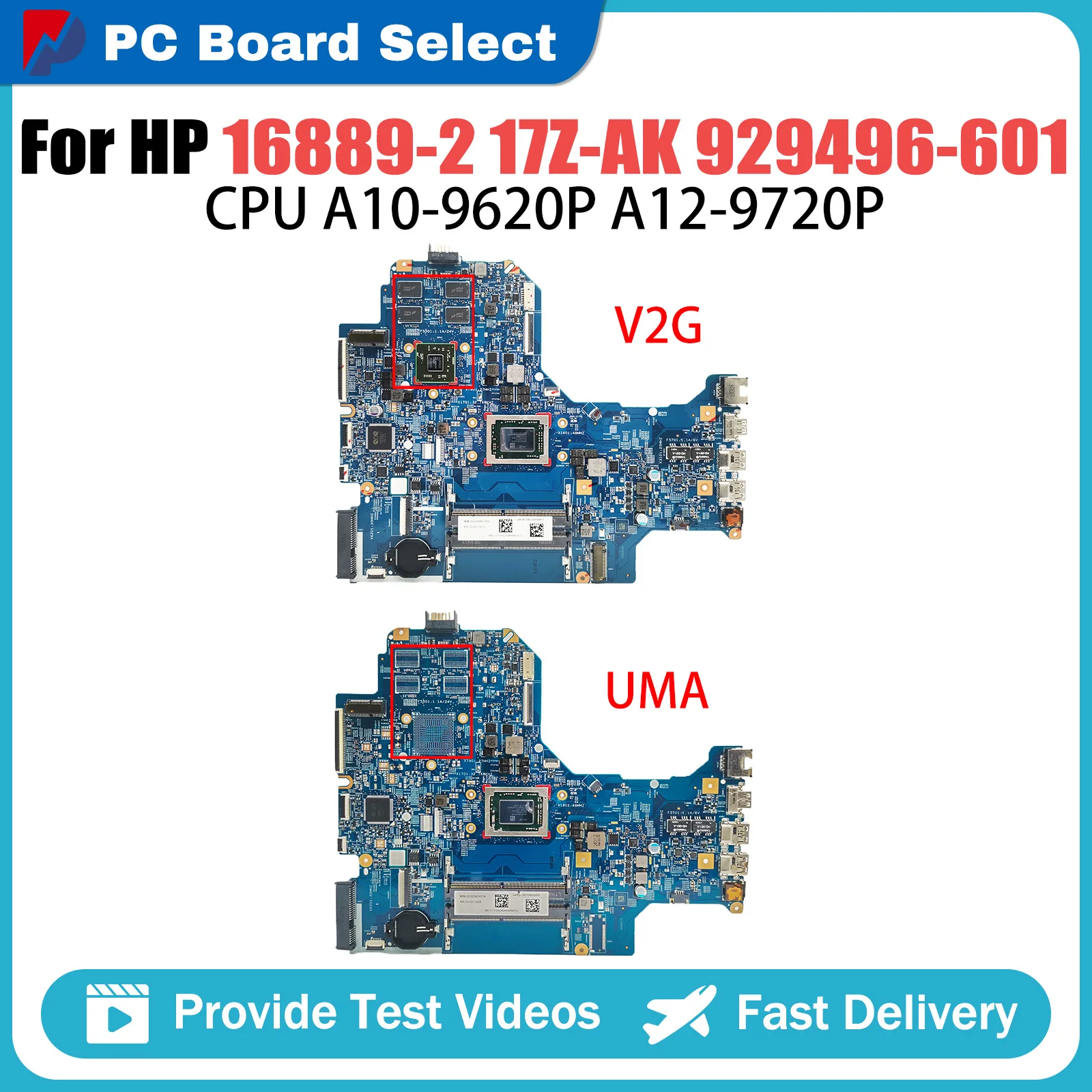 H16889-2 Mainboard For HP 17-AK 17Z-AK  Laptop Motherboard With A10-9620P A12-9720P CPU