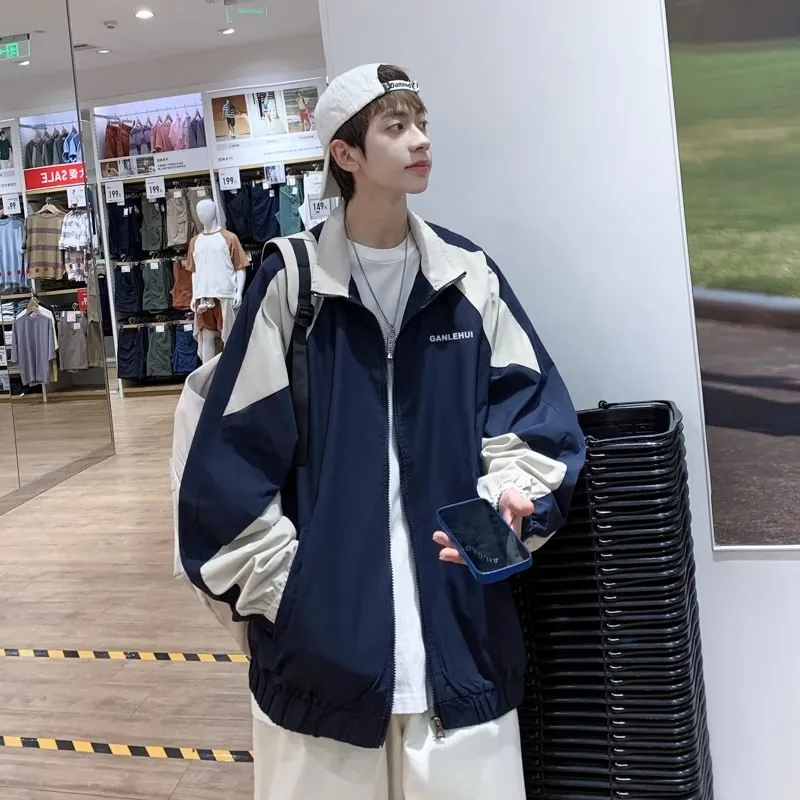 

Двухслойное цветное мужское пальто Jaet Casual Spor Sle, весенне-осеннее модное свободное студенческое уличное пальто