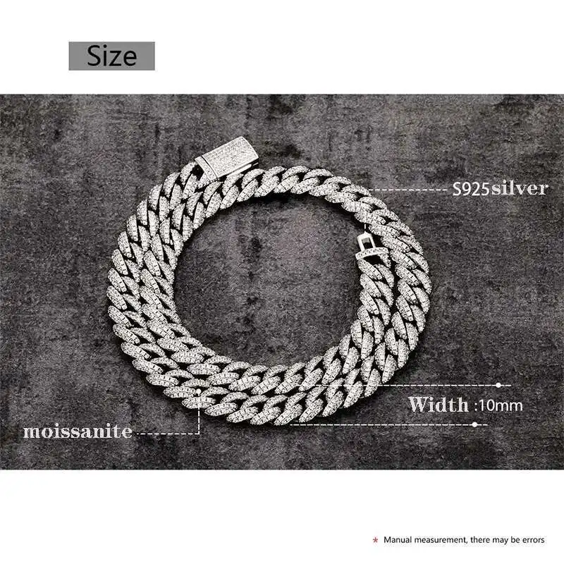 

Rose Gold and White Gold Color Silver 925 Baguette Diamond Miami Cuban Link Chain Iced Vvs Moissanite Men Necklace