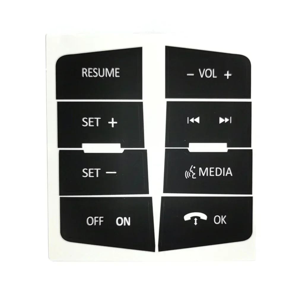 1pc/set For Ford Focus 2008-2010 Vinyl Steering Wheel Button Repair Decals Stickers Trim With Black Overlay +  White Lettering