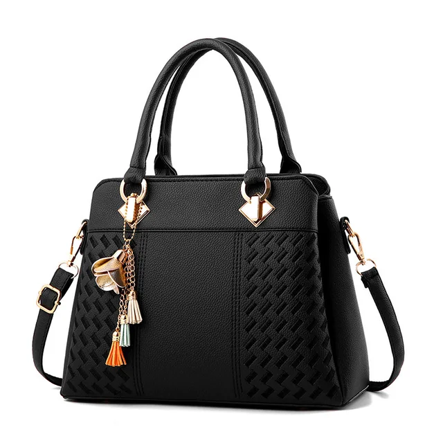 Modne torebki damskie Tassel PU skórzane torby na ramię Top-uchwyt haftowana torba typu Crossbody torba na ramię Lady proste stylowe torebki