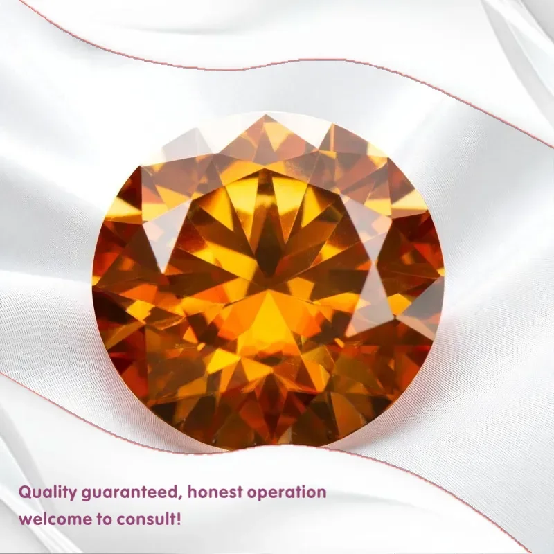 

J-Orange Color Moissanite Stone Round Cut Top Quality Eight Hearts and Eight Arrows Moissanite Diamonds With GRA Certificate