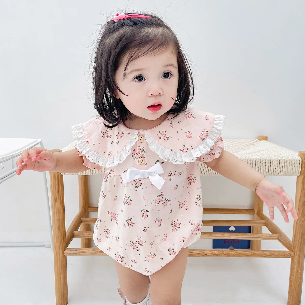 

0-3T Princess Baby Girls Flower Romper Newborn Kid Baby Girl Clothes Summer Lace Bow Floral Jumpsuit Cute Sweet Outfits