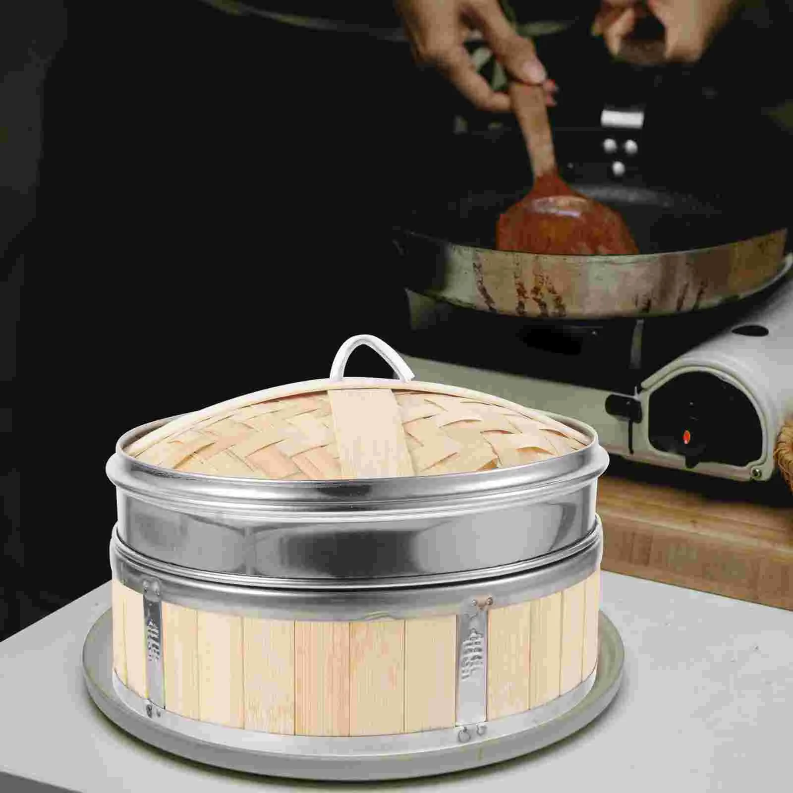 

Bamboo Steamer Cooking Kitchen Supplies Food Asian Multi-functional with Lid Tool Cookware Small Vegetable Premium