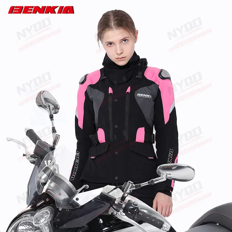 

BENKIA Women's Motorcycle Jacket Summer Edition Lightweight Ventilated Neck Guard Abrasion Resistant Protective Design