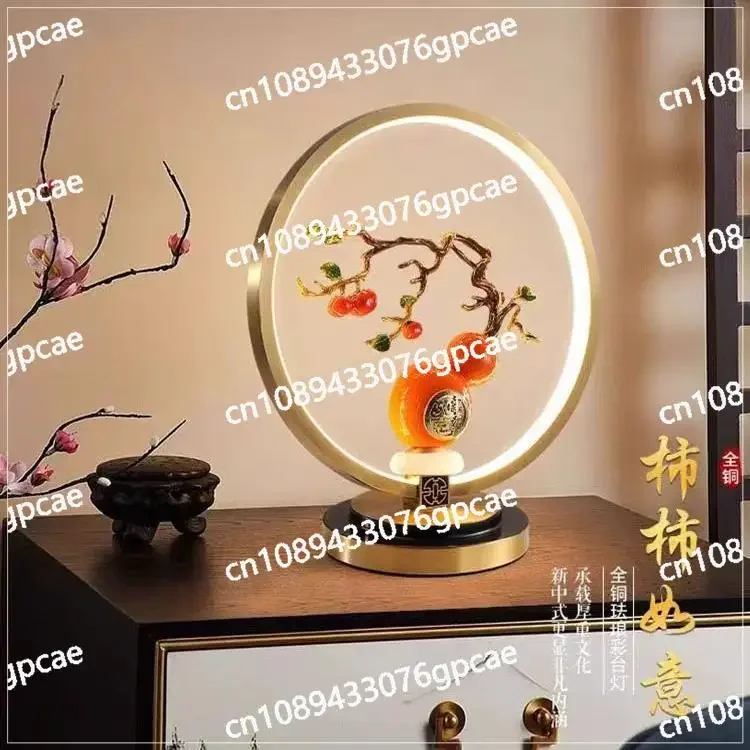 Bedside Lamp New Chinese All-copper Art National Style Bedroom Study Desk Wedding Light Luxury High-end Led Table Lamp