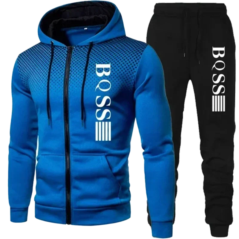 

2024 men's autumn and winter new hot selling men's track and field sportswear zipper hooded sweatshirt design+pants