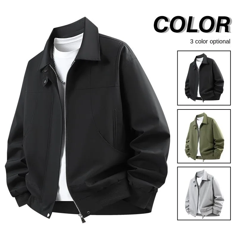 Men Autumn Winter Turn Down Collar Jacket Loose Fit Commuter Casual Male Daily Outerwear Coat For Daily Street Wear