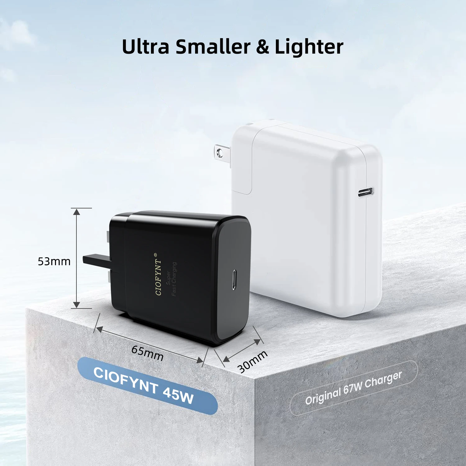 PD 45W GaN Type C Fast Charger Block USB-C Power Adapter Quick Charge for Mobile Phone Tablet PC Portable Travel Charger