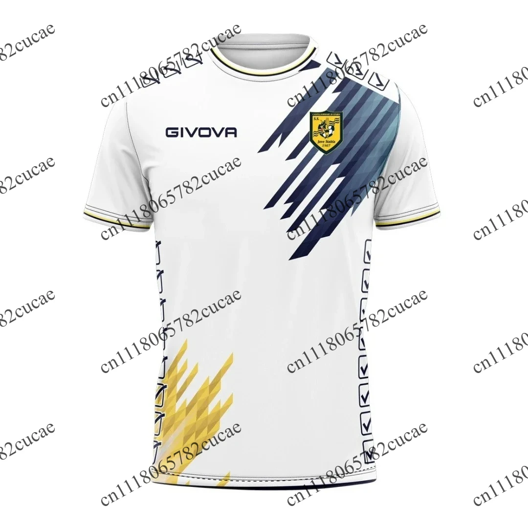 Breathable sports T-shirt with navy blue and yellow stripes, geometric print, football jersey, HD 3D prints, ideal jersey for pa