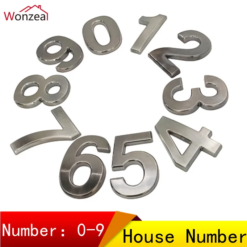 

10cm 0123456789 Modern Plaque Door Number House Hotel Door Address Digits Sticker Door Plate Sign ABS plastic Gray Color