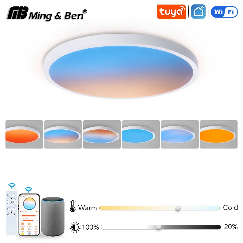 Tuya Blue Sky Smart Deckenleuchte 50W 220V mit Fernbedienung Alexa Google Sprachsteuerung Vollspektrum Mehrere Heimbeleuchtung