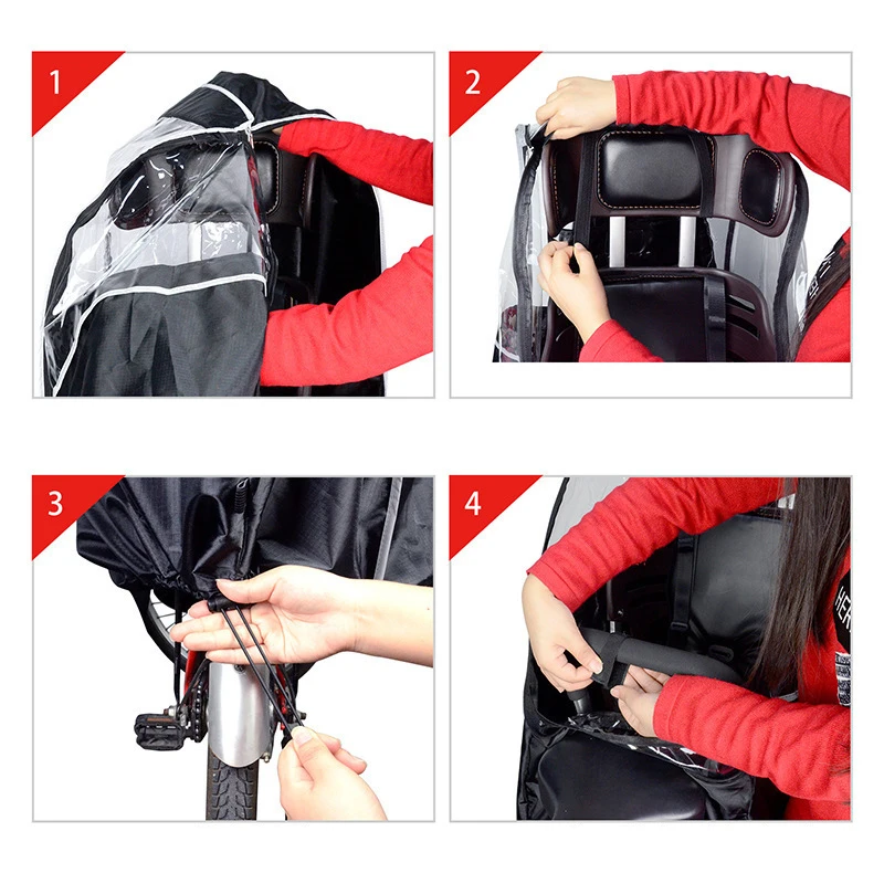 

Bicycle Child Seat Canopy Cover Waterproof Bike Child Seat Rain Canopy Bicycle Rain Cover with Transparent Window Universal Pad