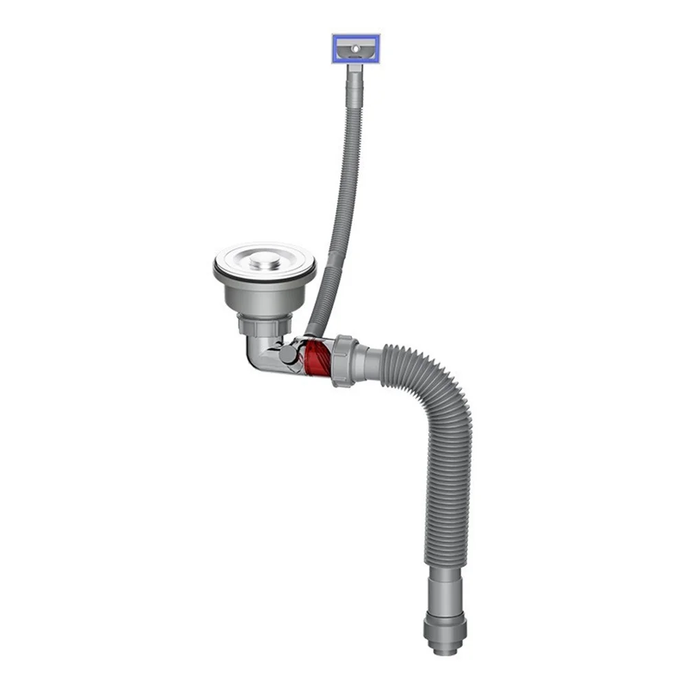 Compact Side Drain Strainer for Kitchen Sinks with Stainless Steel Construction and Dual Overflow Functionality