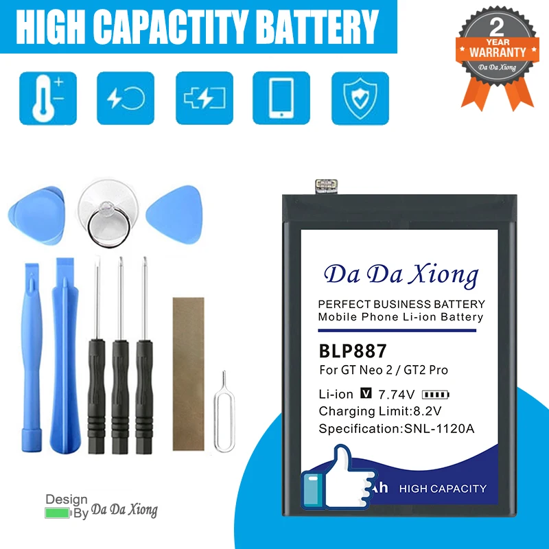 High Quality BLP887 5500mAh Replacement Battery For OPPO Realme GT Neo 2 / GT2 Pro + Gift Tools