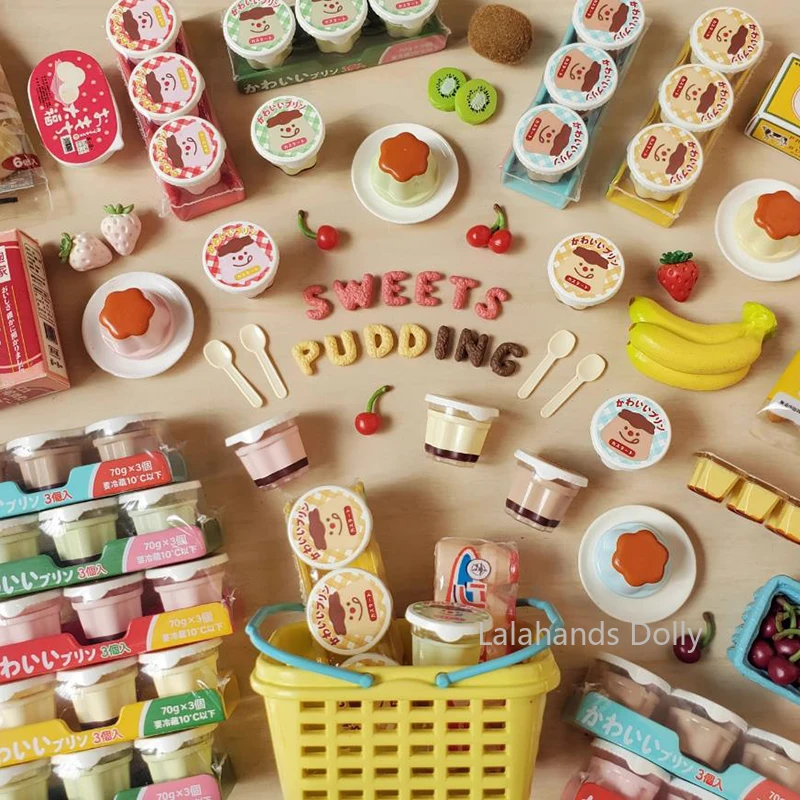 Dollhouse Miniature Items Kitchen Nordic Lotus Pudding Spoon/bowl Pot Model for 1/6 Bjd Ob11 Blyth Furniture Accessories