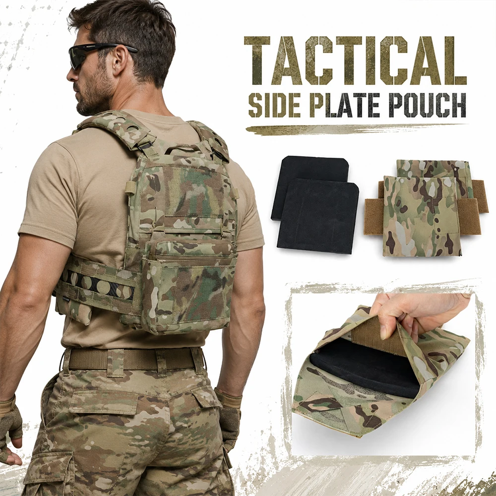 

6x6 Tactical Side Plate Pouch for FCPC V5 Vest FERRO Style Molle Waist Protector Soft Plate Holder for Airsoft Training Combat
