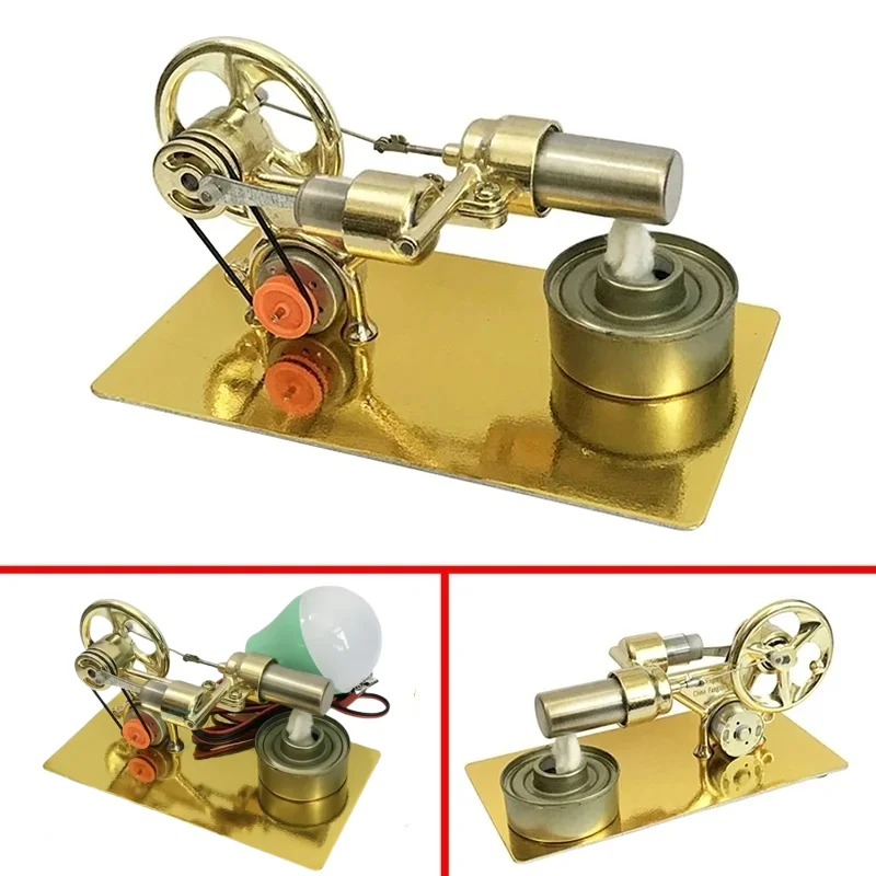 

Steampunk Mini Hot Air Stirling Engine Motor Model Toy Stream Power Physics Experiment Model Educational Science Toy Gift Kids