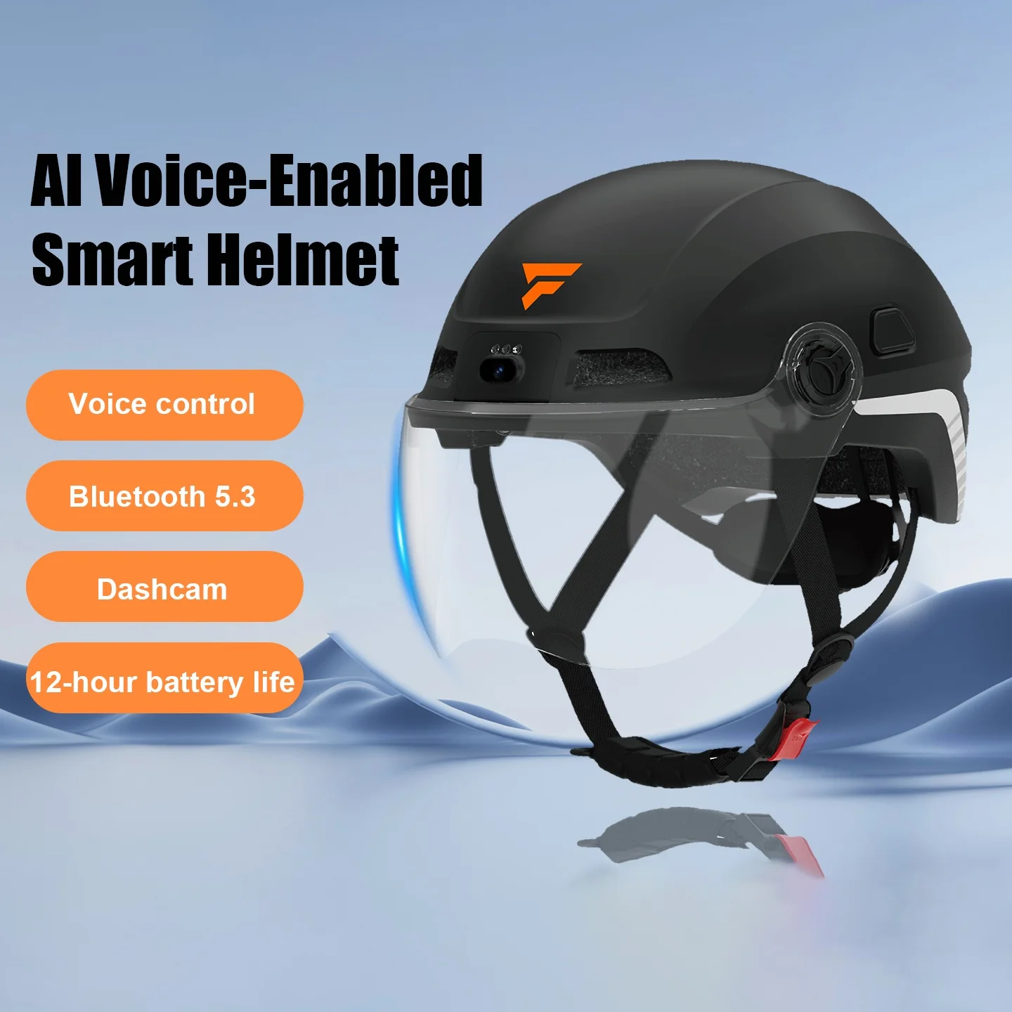 M8 Intelligence Motorcycle Helmet Bicycle Safety Helmet Built-in Noise-canceling BT Dashcam with LED Headlights view 5