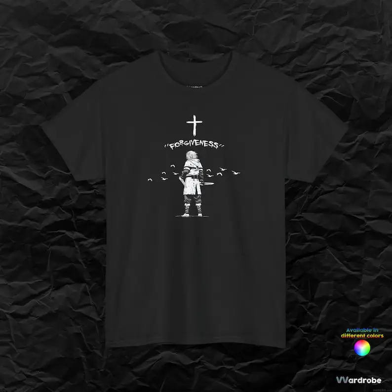 

Saga of Vinland Thorfinn's Forgiveness - Wearable Poetry heavy cotton t-shirt