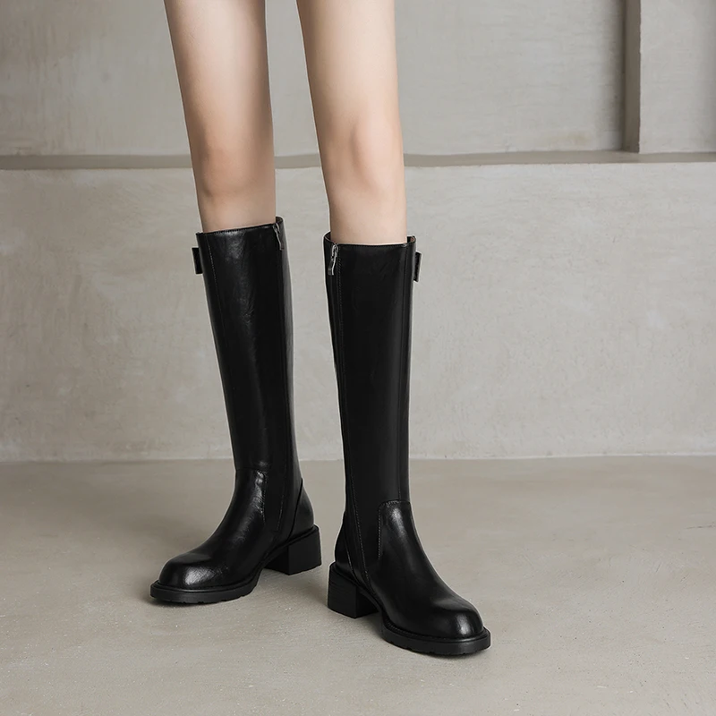 أحذية نسائية عالية الركبة لعام 2025 مصنوعة من الجلد الطبيعي أحذية شتوية مثيرة لفرسان ركوب الخيل الحديثة للسيدات العصريات #2
