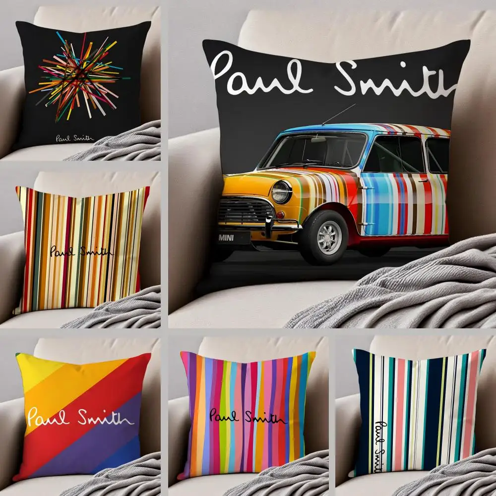 Capa de Almofada P-Paul Smith da Marca Britânica de Moda Bold, Capa de Almofada Decorativa com Botão Oculto, Almofada de Cadeira Durável em Poliéster