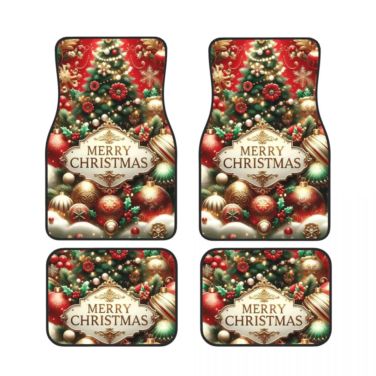 4pcs Abstract Design Car Floor Mats, Festive Celebration, Universal Fit For All Vehicle Models, Front And Rear Seat Compatible,
