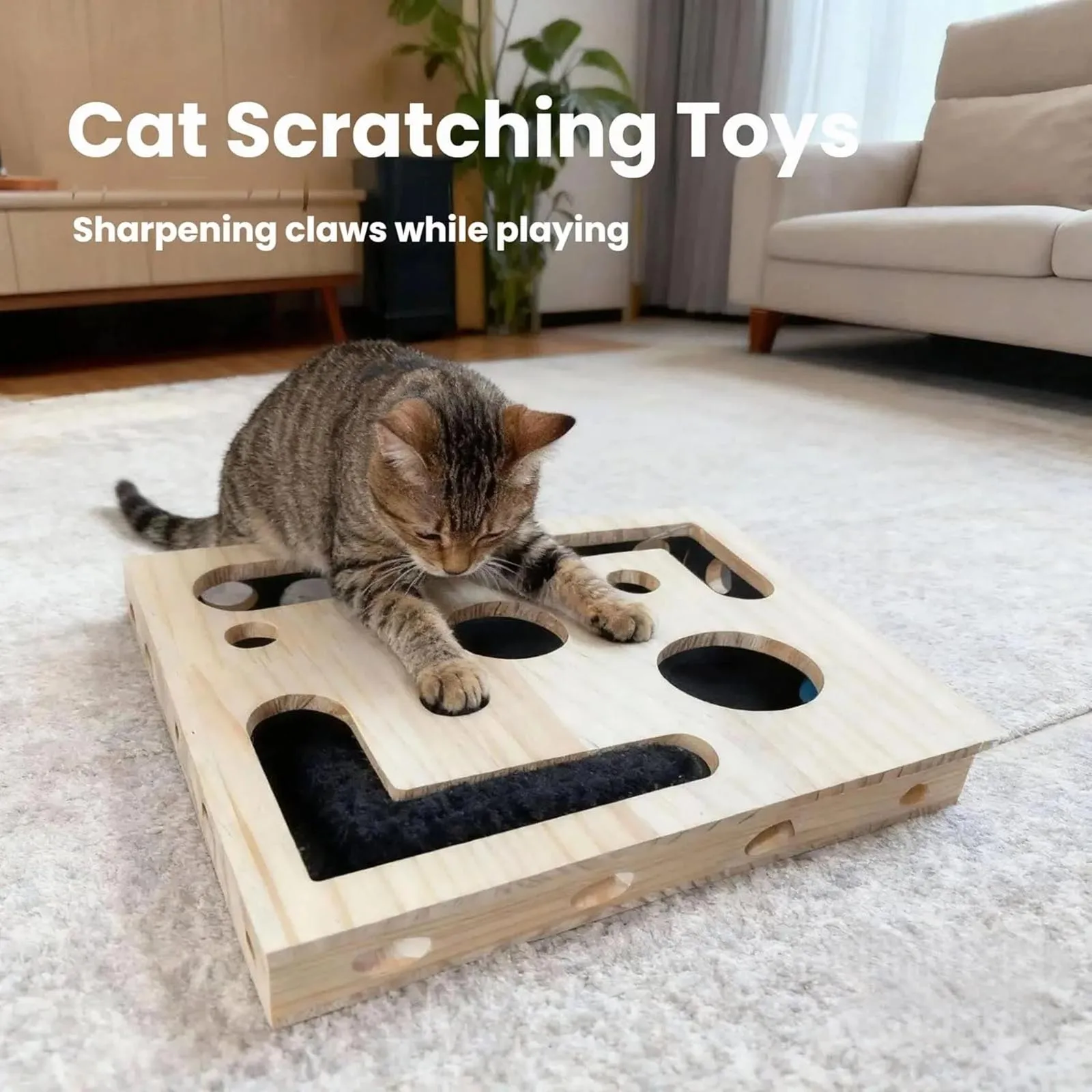 

Natural Wood Cat Puzzle Box Wooden Funny Interactive Cat Enrichment Box Family Lovely Pet Daily Playful Stress Relief Toy Box
