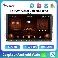 Podofo 9'' 1+32G/2+64G Car Radio For VW Passat Golf MK5 MK6 Jetta Car Stereo Carplay Android Auto GPS Navigation Bluetooth WIFI