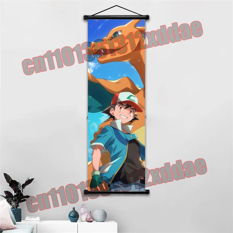 Seni Cetak Lukisan Kanvas Putih Gantung Anime Pokemon, Pikachu, Poster, Hadiah Lukisan Seni Dinding Kamar Anak-anak Rumah