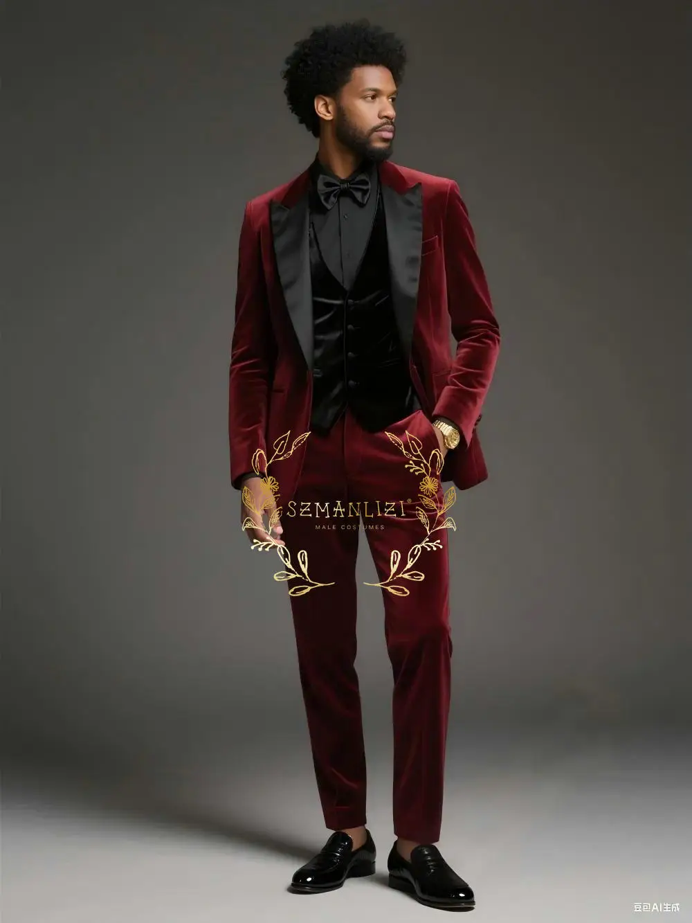 

Burgundy Velvet Men Suits Slim Fit 3 Piece Blazer Tailor Made Formal Groom Prom Party Tuxedo Gentleman Jacket+Pants+Vest