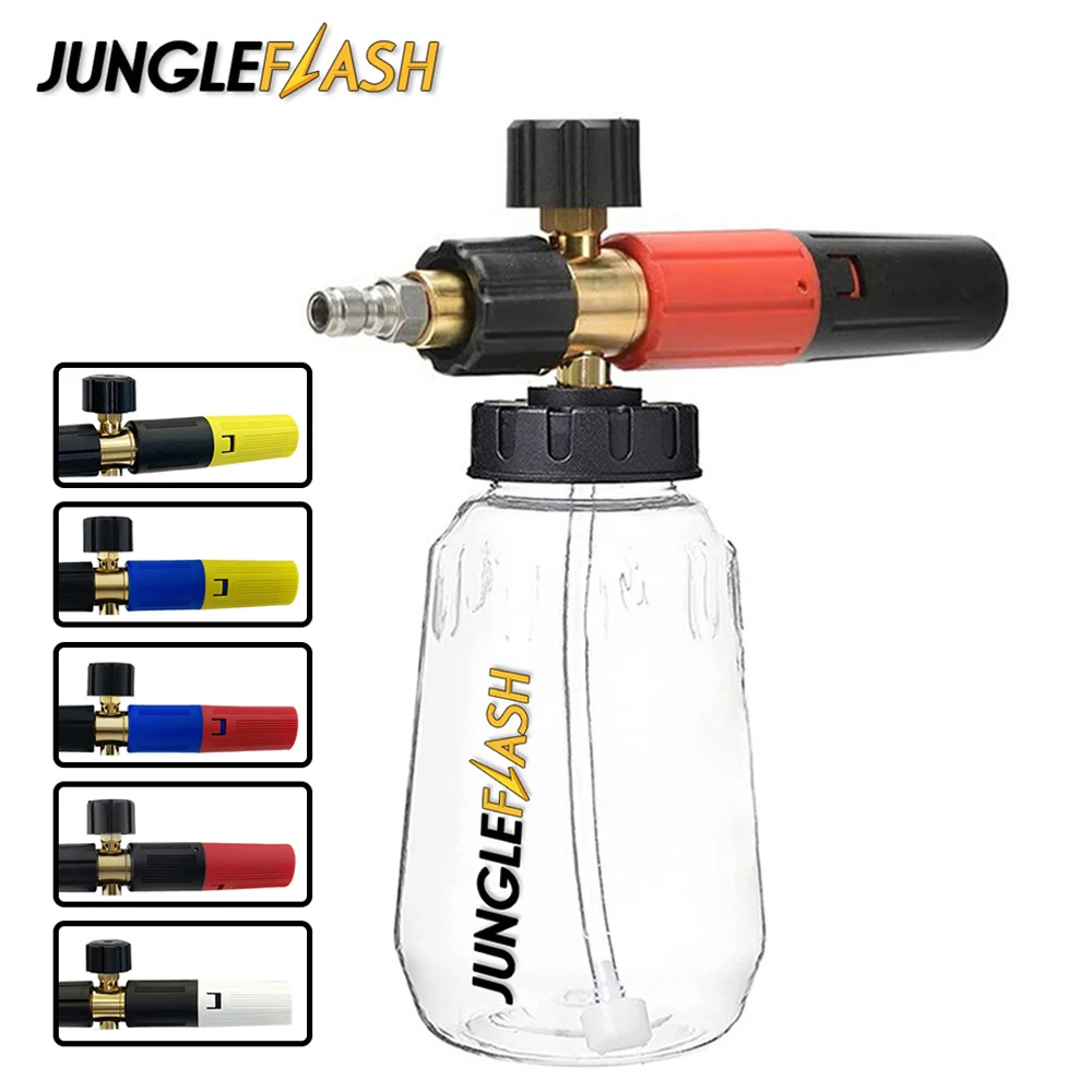 JUNGLEFLASH Foamer Jet Bottle Adujustable Snow Foam Lance Cannon Washer Gun Soap Generator High Pressure Car Washer for Karcher