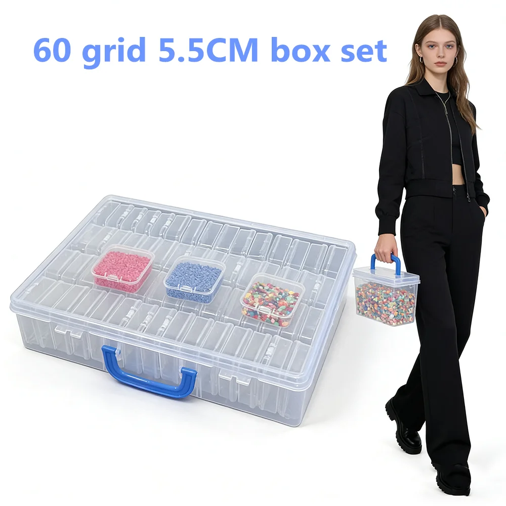 Large Capacity 60 Grid Transparent Plastic Storage Box Set, Used for Jewelry, Handicrafts, Beads, Hardware, DIY Accessories
