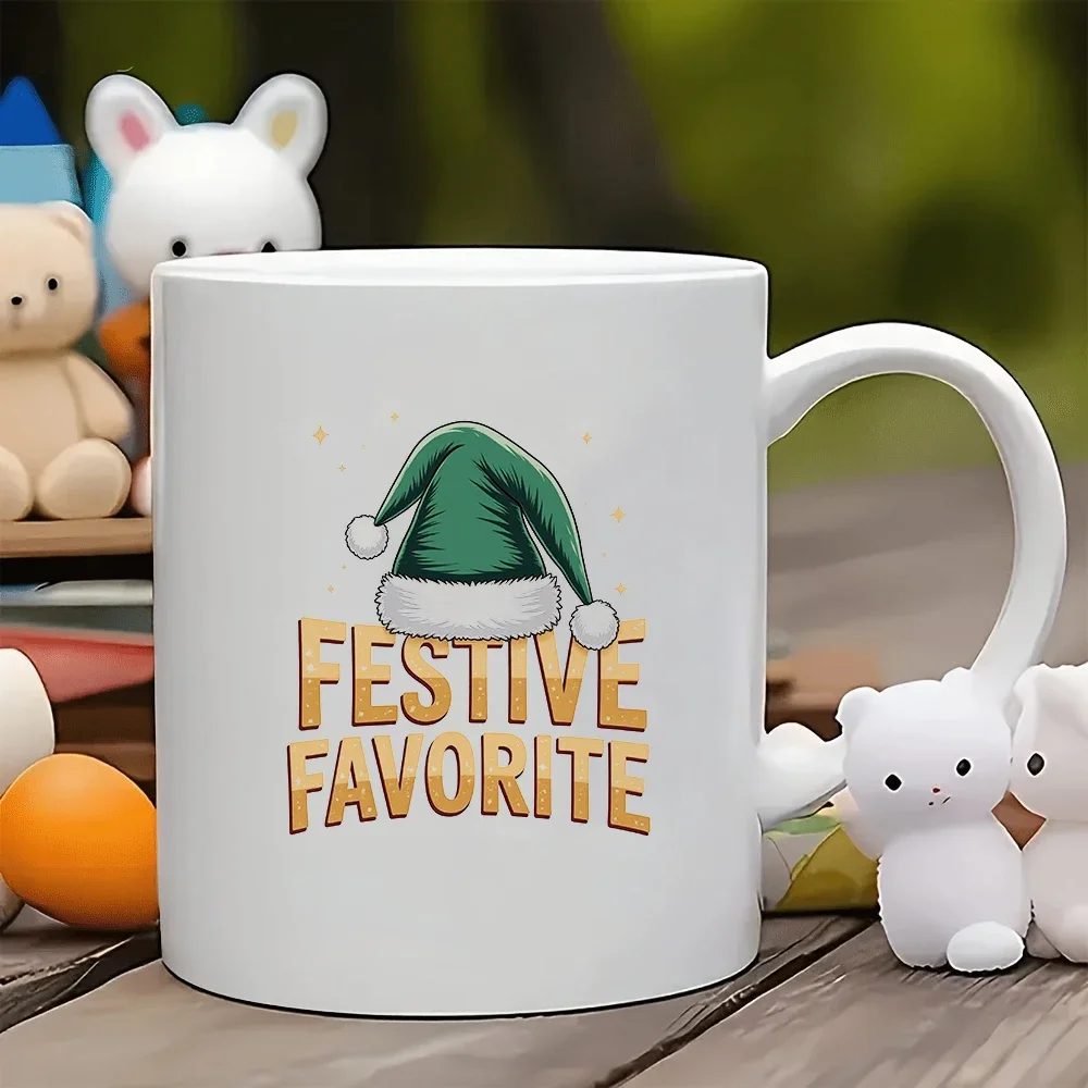 

11oz Cup + Christmas Hat Themed Retro Gold Cup + Festive Mood Water Cup - Christmas Gift Kids Water Cup Home Office Coffee Cup