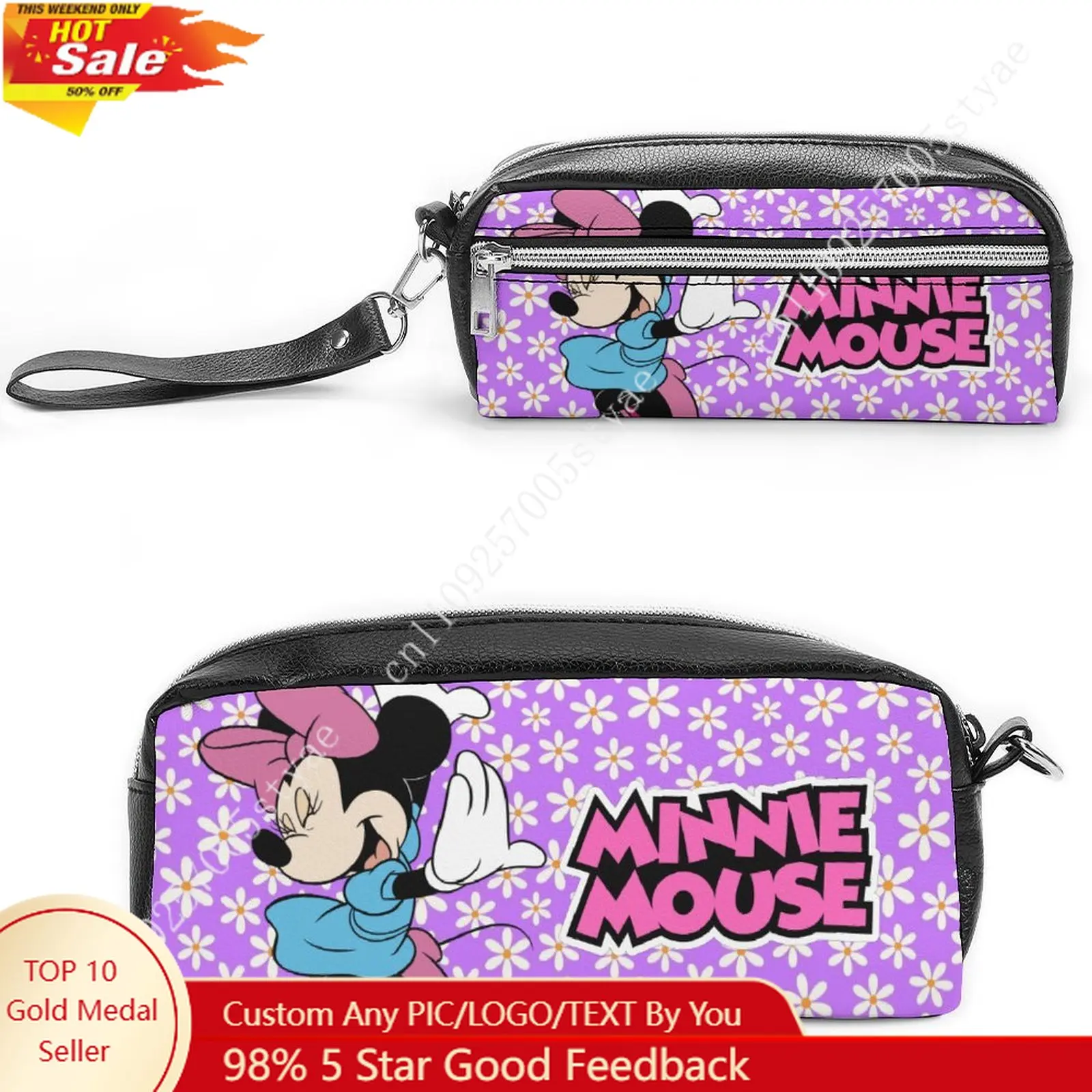 

Minnie Mouse Pencil Case Disney Cartoon Character Customized Design Personalized Creation Holiday Gift Small Cosmetic Bag