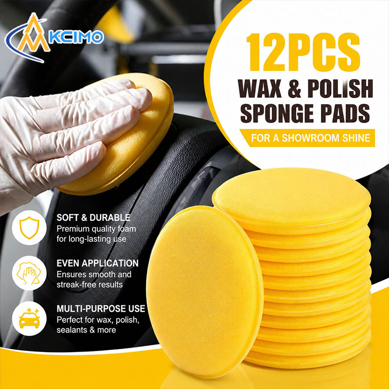  12Pcs Car Foam Wax Applicator Pads Soft Polishing Sponge For Auto Waxing Cleaning Maintenance 