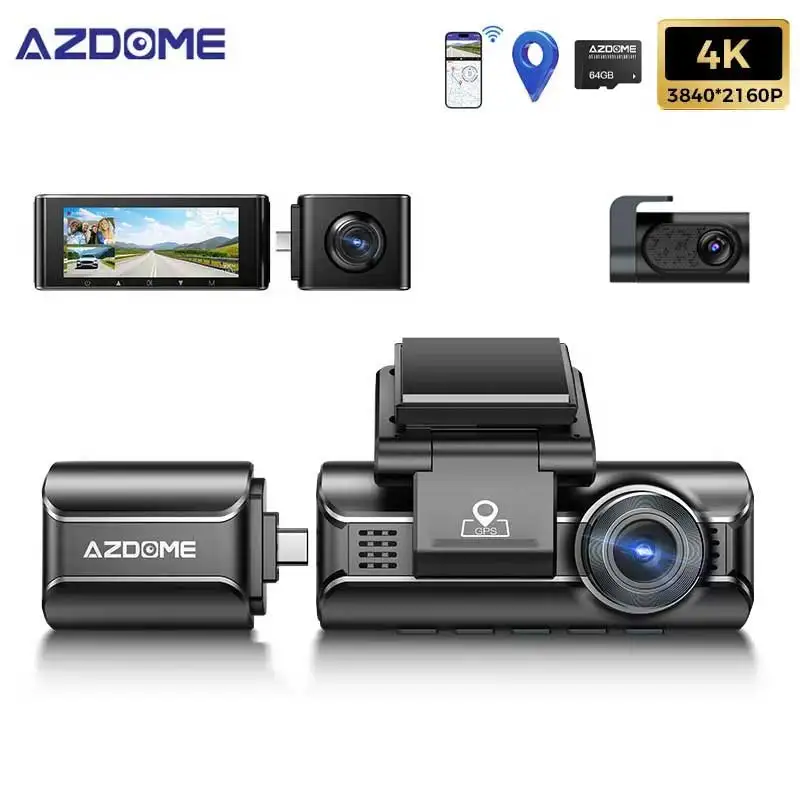 Upgrade AZDOME M550 Pro 4K Car DVR Dash Cam 4K+1080P WiFi 3 Cameras Front/Cabin/Rear Cam GPS Night Vision 24H Parking Monitor