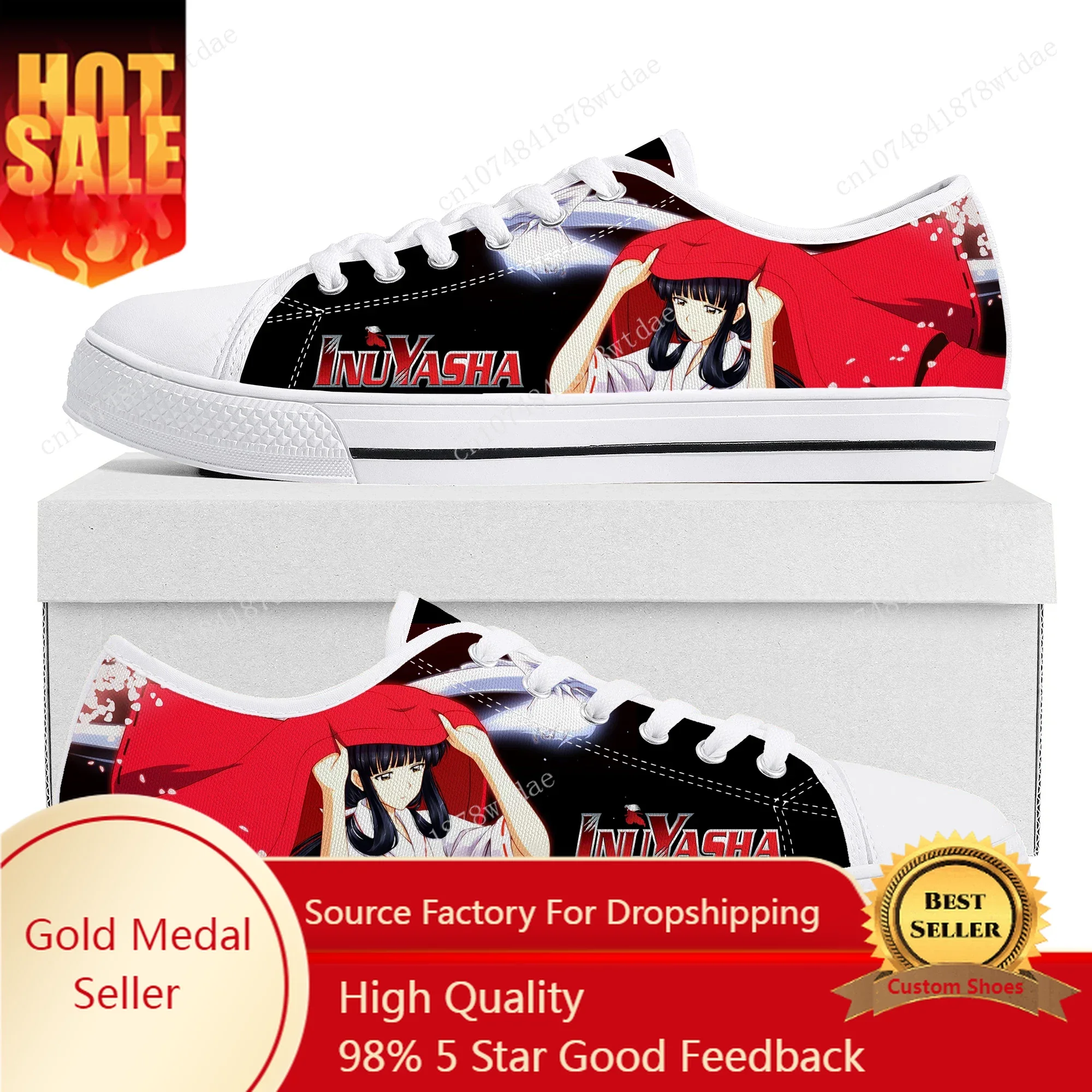 Kikyo Low Top Sneakers Womens Mens Teenager Inuyasha High Quality Canvas Sneaker Couple Anime Comics Manga Custom Made Shoes