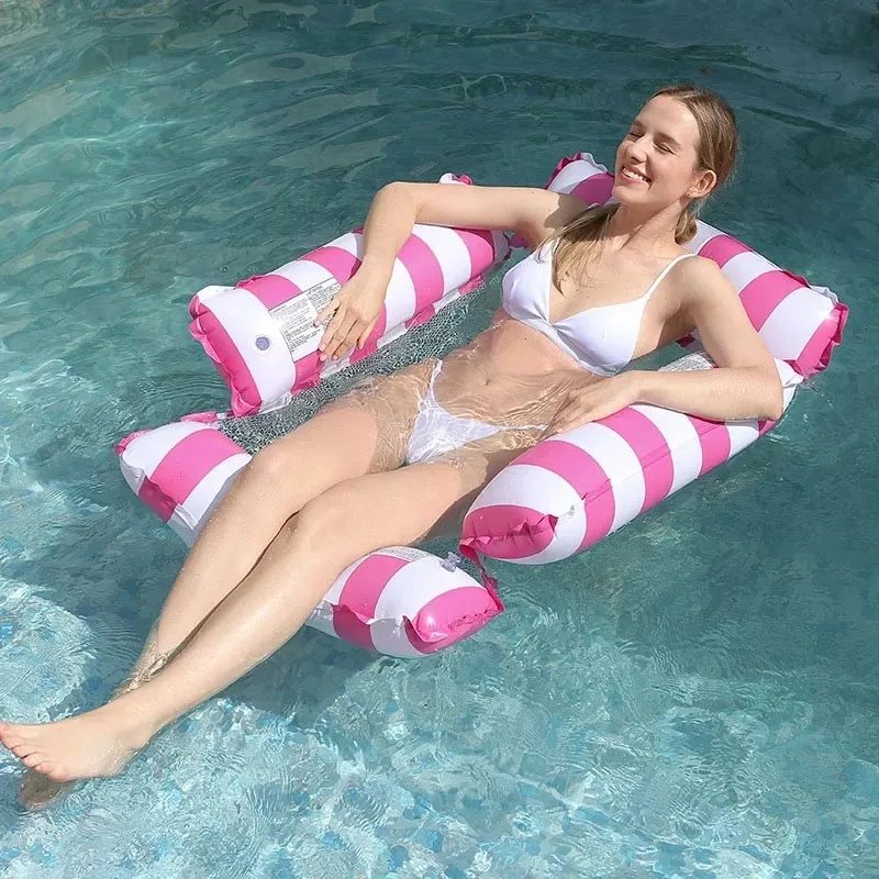 Nylon Mesh Floating Bed PVC Inflatable Four Tube Inflatable Float Row Mesh Material Inflatable Hammock Swimming Water Sofa