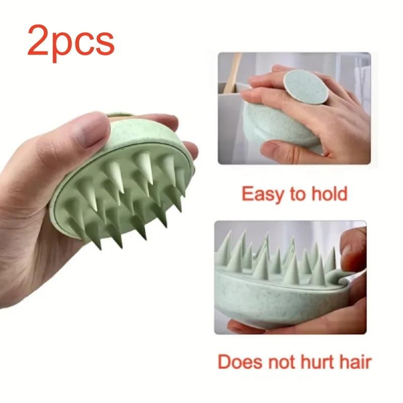 2pcs Silicone Shampoo Brush Body Massage Brush Bath Shower Brush Salon Hairdressing Tool Scalp Massage Comb Hair Washing Comb